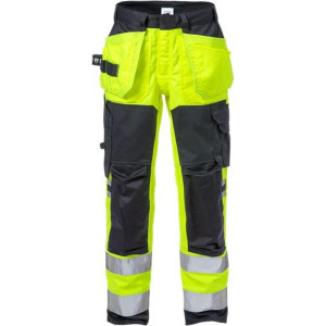 Fristads 129520 Flamestat Hi Vis Stretch Håndværkerbukser Kl.2 2167 / Arbejdsbukser Hi-Vis Gul/marine C60