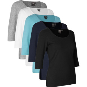 ID Identity Id 0597 Stretch T-Shirt   ¾ Ærmet   Dame-Hvid-L
