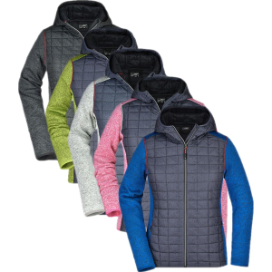 James & Nicolson James & Nicholson Jn771 Ladies´ Knitted Hybrid Jacket Kiwi Melange / Anthracite Melange S