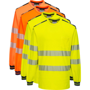 Portwest T185 Pw3 Hi-Vis Langærmet T-Shirt 3xl Gul/navy