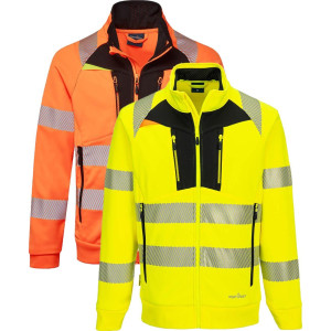 Portwest Dx477 Dx4 Hi-Vis Sweatshirt Med Tragtformet Hals Og Lynlås Gul/sort 5xl