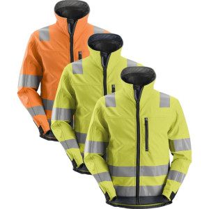 Snickers 1230 High-Vis Softshelljakke, Klasse 3 Gul/navy 5xl Lang