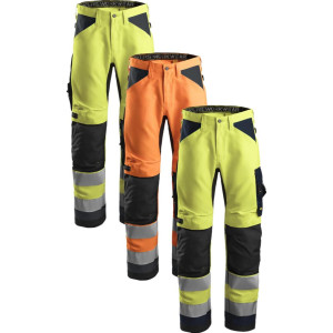 Snickers 6331 High-Vis Arbejdsbukser+, Klasse 2 Gul/navy 162