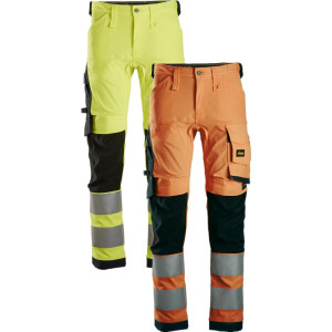 Snickers 6343 High-Vis Stretchbukser, Klasse 2 Orange/sort 46