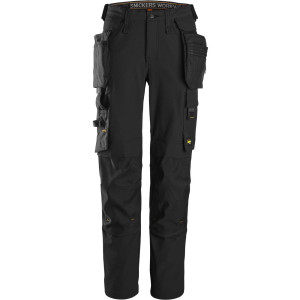 Snickers 6771 Allroundwork, Damearbejdsbukser Med Fuld Stretch Og Aftagelige Hylsterlommer Sort 54