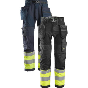 Snickers 6931 High-Vis Arbejdsbukser+ Med Hylsterlommer, Klasse 1 Sort/gul 50