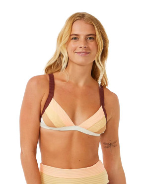 Rip Curl Women's Block Party Spliced Fixed Triangle Bikini Top Bone XL