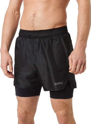 Björn Borg Men's Borg Running Shorts 2 In 1 Black Beauty, S