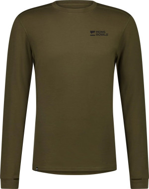 Mons Royale Men's Cascade Merino Base Layer Long Sleeve Dark Olive, L