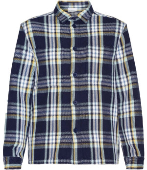 Knowledge Cotton Apparel Men's Checked Overshirt Blue Check XL