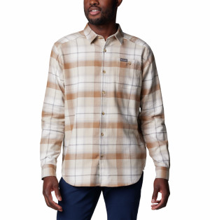 Columbia Men's Cornell Woods Flannel Long Sleeve Shirt Dark Stone Classic Multi Tartan S