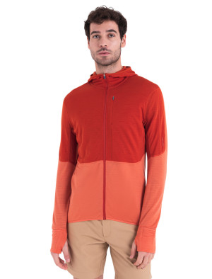 Icebreaker Men's Merino 200 Realfleeceâ„¢ Descender Long Sleeve Zip Hoodie Molten/Ember/Cb S