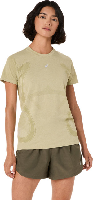 Asics Women's Road Seamless Short Sleeve Top Khaki/Cream XL