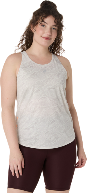 Asics Women's Fujitrail Tank Cream/Rainstorm Grey, L