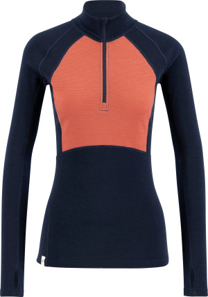 Ulvang Women's Peak Map Half Zip Baselayer Navy Blue/Mineral Red XL