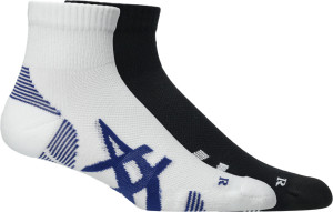 Asics 2 Pack Cushioned Run Quarter Sock Performance Black/Brilliant White L (43-46)