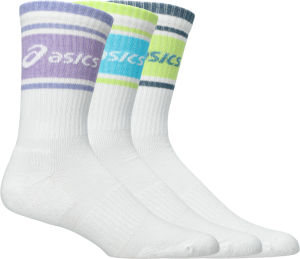Asics 3 Pack  Logo Crew Sock Illuminate Yellow/energy Aqua/fresh Air L