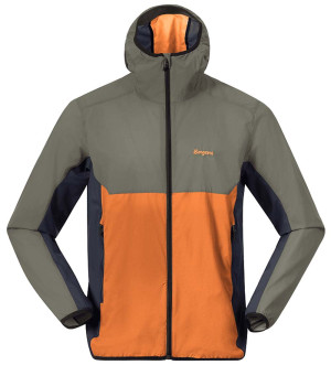 Bergans Men's Vaagaa Windbreaker Jacket  Faded Orange/Green Mud/Navy Blue, M