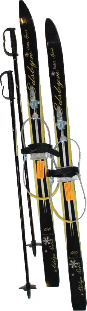 Edsbyn Kids' Ski Set with Cable Binding+Poles Black/yellow 90