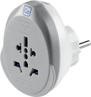 Go Travel World - EU USB-C Adaptor + (25W) Grey OneSize