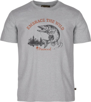 Pinewood Men's Fishing T-Shirt Light Grey Melange Pike XL