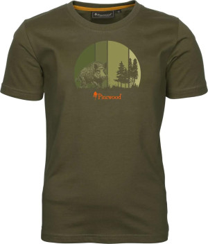 Pinewood Kids' Wild Boar T-Shirt Olive 140