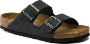 Birkenstock Arizona Oiled Nubuck Leather Soft Footbed Narrow Black, 41
