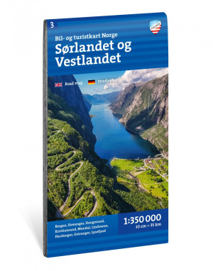 Calazo förlag Sør- Og Vestlandet 1:350 000 Road map, 1:350 000