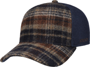 Stetson Wool Check Trucker Cap Navy/Beige/Burned Orange One Size