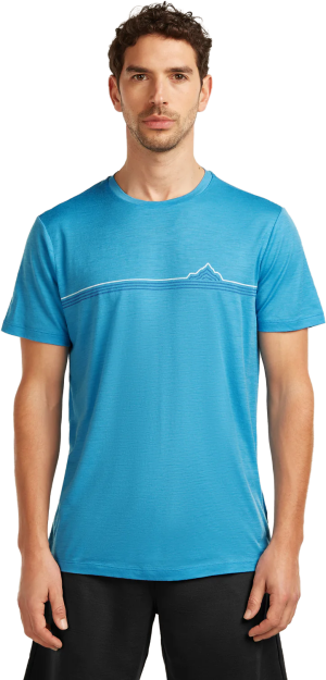 Icebreaker Men's Merino 150 Tech Lite Ss Tee Range Stripes Arctic M