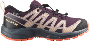 Salomon Kids' Xa Pro V8 Waterproof Plum Kitten / Turbulence / Fusion Coral 34