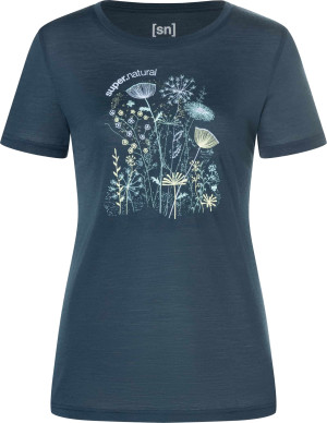 super.natural Women's Rock Flowers Tee Blueberry/various S