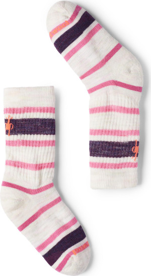 Smartwool Kids' Hike Light Cushion Striped Crew Socks Moonbeam 26-28
