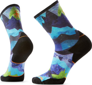 Smartwool Trail Run Summit Sector Print Crew Socks Targeted Cushion Nightfall Blue, 46-49