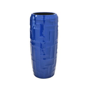 Flingora Vase »Mara« mit Einsatz - Fiberglas Pflanzvase - Indoor & Outdoor - Hochglanz Kobaltblau - Höhe 75 cm / Ø 34 cm