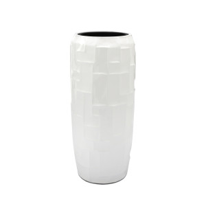 Flingora Vase »Mara« mit Einsatz - Fiberglas Pflanzvase - Indoor & Outdoor - Hochglanz Weiß - Höhe 75 cm / Ø 34 cm