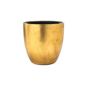Flingora Kübel »Faye« mit Einsatz - Fiberglas Pflanzkübel - Indoor - Metallisch Gold - Ø 30 cm / Höhe 28 cm