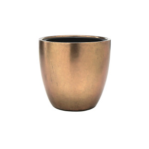 Flingora Kübel »Faye« mit Einsatz - Fiberglas Pflanzkübel - Indoor - Metallisch Bronze - Ø 30 cm / Höhe 28 cm
