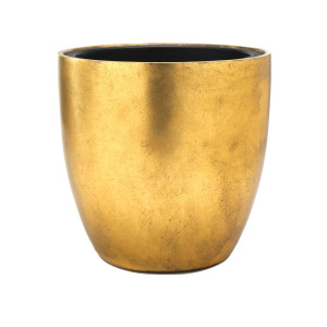 Flingora Kübel »Faye« mit Einsatz - Fiberglas Pflanzkübel - Indoor - Metallisch Gold - Ø 40 cm / Höhe 37 cm