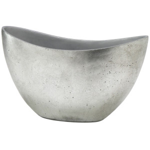 Flingora Jardinière »Odeta« - Fiberglas Schiffchen - Indoor - Metallisch Silber - 37 x 18 x 21 cm