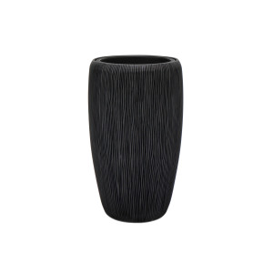 Flingora Vase »Paola« mit Einsatz - Fiberglas Pflanzvase - Indoor & Outdoor - Rillenstruktur Anthrazit - Höhe 51 cm / Ø 32 cm