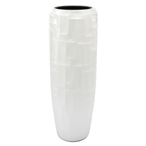 Flingora Vase »Mara« mit Einsatz - Fiberglas Pflanzvase - Indoor & Outdoor - Hochglanz Weiß - Höhe 98 cm / Ø 35 cm