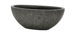 Flingora Jardinière »Dalia« - Fiberglas Schiffchen - Indoor & Outdoor - Matt Steingrau - 40 x 20 x 15 cm