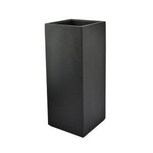 Flingora Vase »Temple« mit Einsatz - Fiberglas Pflanzvase - Indoor & Outdoor - Matt Samtschwarz - 31 x 31 x 75 cm