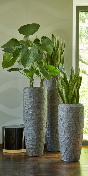 Flingora Vase »Brook« mit Einsatz - Fiberglas Pflanzvase - Indoor - Matt Bronzebraun - Höhe 97 cm / Ø 34 cm