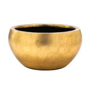 Flingora Schale »Alodie« - Fiberglas Pflanzschale - Indoor - Metallisch Gold - Ø 40 cm / Höhe 20 cm