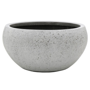Flingora Schale »Alodie« - Fiberglas Pflanzschale - Indoor & Outdoor - Matt Zementgrau - Ø 50 cm / Höhe 24 cm