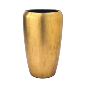 Flingora Vase »Gloria« mit Einsatz - Fiberglas Pflanzvase - Indoor - Metallisch Gold - Höhe 68 cm / Ø 43 cm