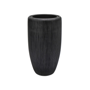 Flingora Vase »Norma« mit Einsatz - Fiberglas Pflanzvase - Indoor & Outdoor - Rillenstruktur Anthrazit - Höhe 62 cm / Ø 36