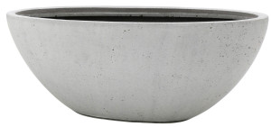 Flingora Jardinière »Dalia« - Fiberglas Schiffchen - Indoor & Outdoor - Matt Zementgrau - 55 x 28 x 21 cm